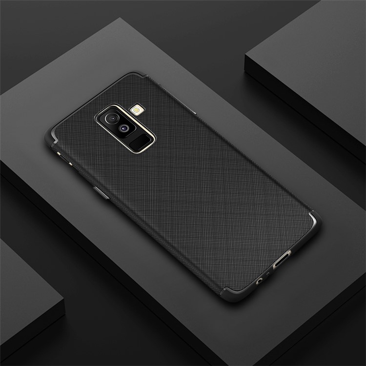 

For Samsung Galaxy A6 Plus (2018) / A9 Star Lite Cross Texture Soft TPU Back Protective Cover - Black