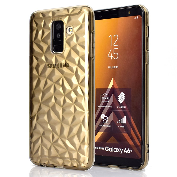 

3D Diamond Grain Soft TPU Back Shell Case for Samsung Galaxy A6+ (2018) / A9 Star Lite - Grey, Galaxy A6+ (2018)
