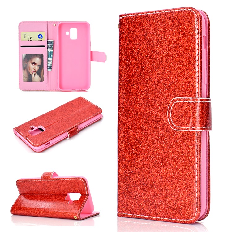

Flash Powder Leather Wallet Shell for Samsung Galaxy A6 (2018) - Red, Galaxy A6 (2018)