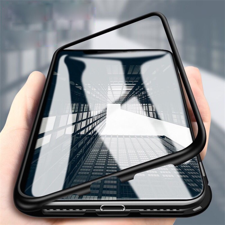 Detachable Magnetic Metal Frame + Tempered Glass Back Cell Phone Case for Samsung Galaxy S9 SM-G960 - Black-2