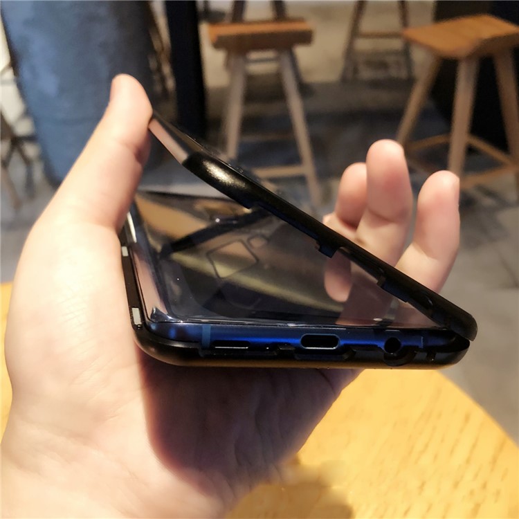 Detachable Magnetic Metal Frame + Tempered Glass Back Cell Phone Case for Samsung Galaxy S9 SM-G960 - Black-4
