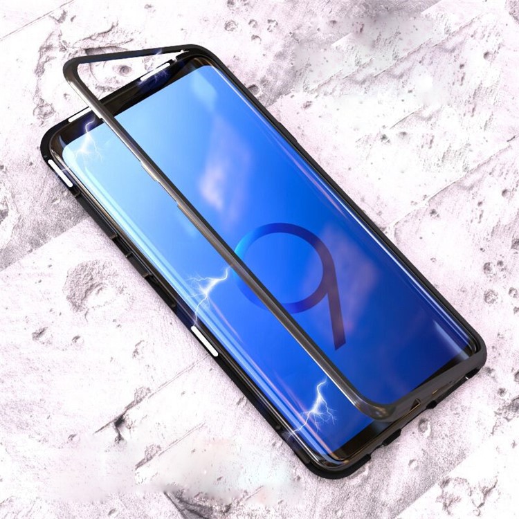 Detachable Magnetic Metal Frame + Tempered Glass Back Cell Phone Case for Samsung Galaxy S8+ SM-G955 - Black-3