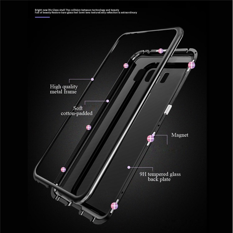 Detachable Magnetic Metal Frame + Tempered Glass Back Cell Phone Case for Samsung Galaxy S8+ SM-G955 - Black-4