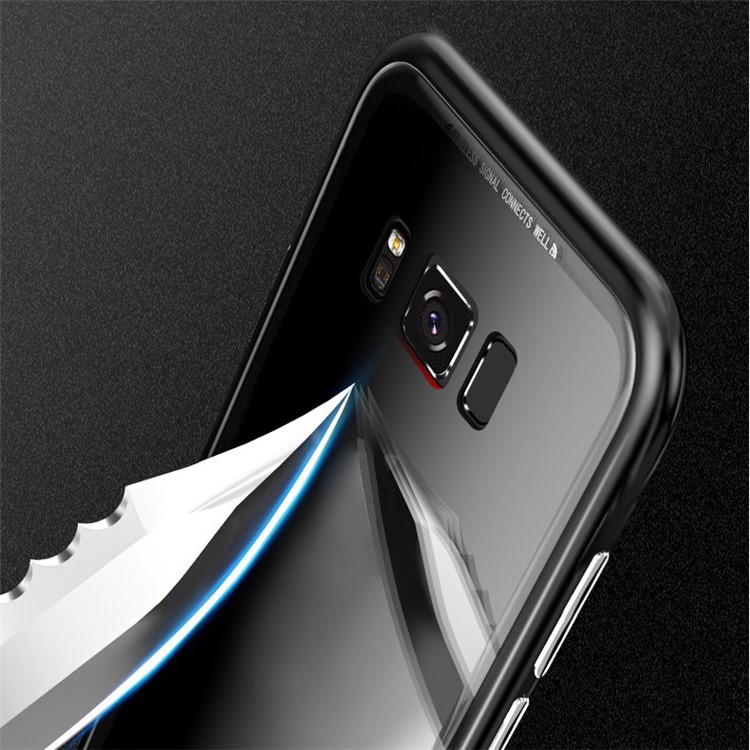 Detachable Magnetic Metal Frame + Tempered Glass Back Cell Phone Case for Samsung Galaxy S8+ SM-G955 - Black-6