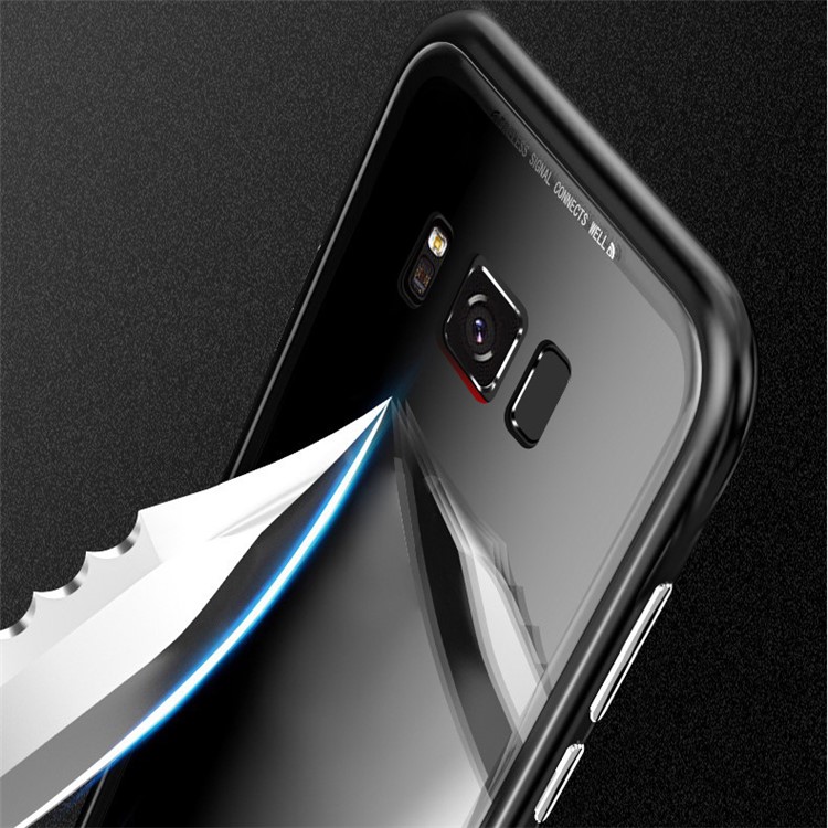 Detachable Magnetic Metal Frame + Tempered Glass Back Cell Phone Case for Samsung Galaxy S8+ SM-G955 - Black-9