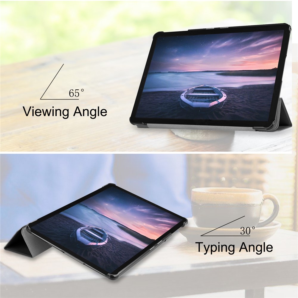 Tri-fold Stand PU Leather Smart Case for Samsung Galaxy Tab S4 10.5 T830/T835 - Black-3