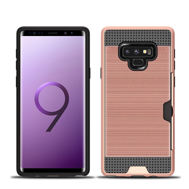 

Brushed PC + TPU Hybrid Protection Cover with Card Slot for Samsung Galaxy Note 9 - Rose Gold