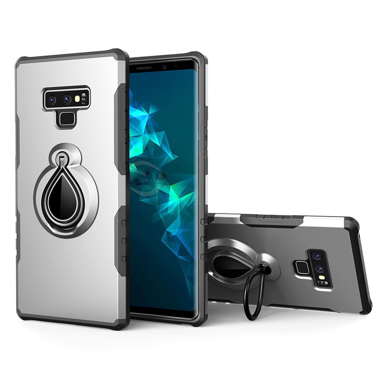 

For Samsung Galaxy Note 9 360° Rotating Kickstand PC + TPU Hybrid Back Shell (Built-in Metal Sheet) - Silver