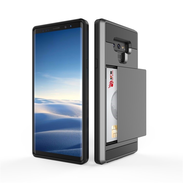 

Card Holder PC + TPU Hybrid Protective Cover Case for Samsung Galaxy Note 9 - Grey, Galaxy Note9 N960
