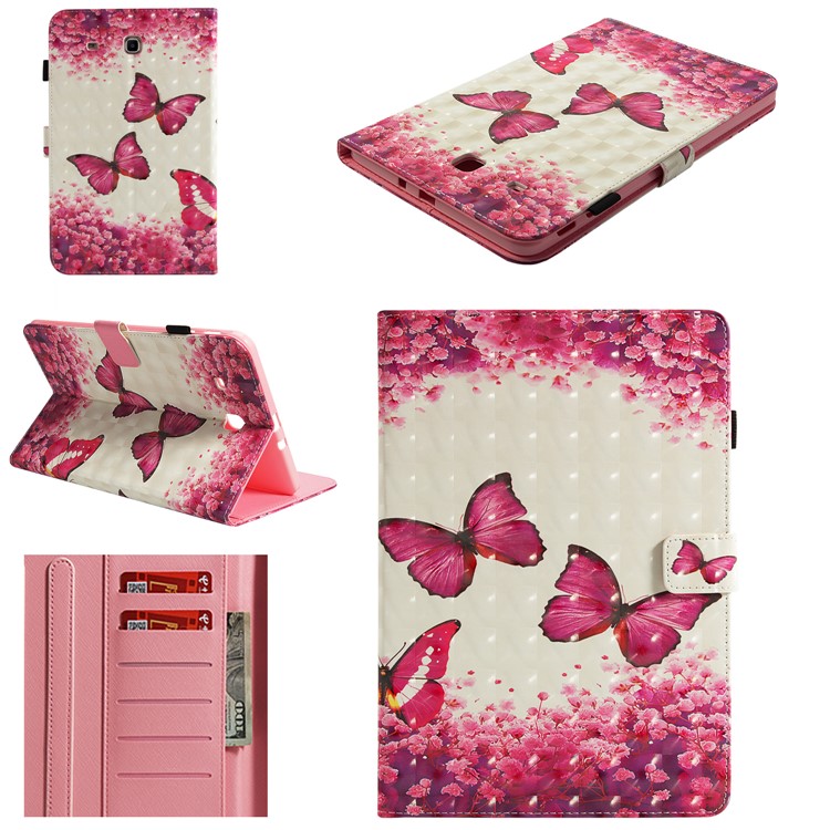 

Pattern Printing Wallet Leather Smart Cover for Samsung Galaxy Tab E 9.6 T560 - Red Butterflies, Galaxy Tab E 9.6