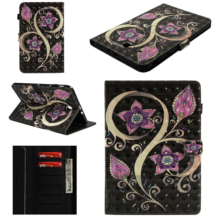 

Pattern Printing Smart Leather Wallet Stand Tablet Shell for Samsung Galaxy Tab E 9.6 T560 - Purple Flowers, Galaxy Tab E 9.6