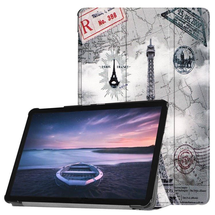 

Модель Печать Три Раза Стойка Кожа Смарт-крышка Для Samsung Galaxy Tab S4 10.5 T830 / T835 - Эйфелева Башня, Other Samsung Models