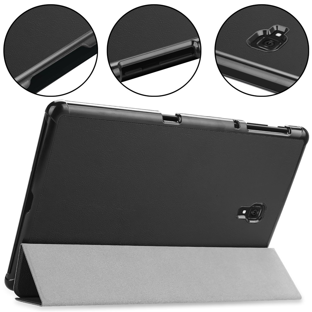 Tri-fold Stand PU Leather Smart Case for Samsung Galaxy Tab A 10.5 T595/T590 - Black-5
