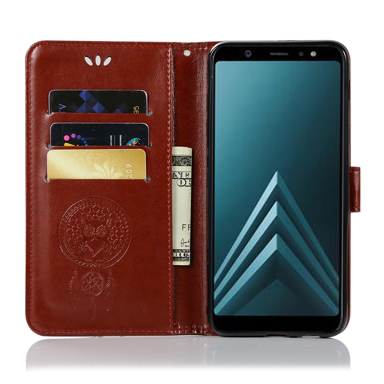 Imprint Owl Dream Catcher Wallet Stand Leather Cell Phone Shell for Samsung Galaxy J8 (2018) - Brown-4