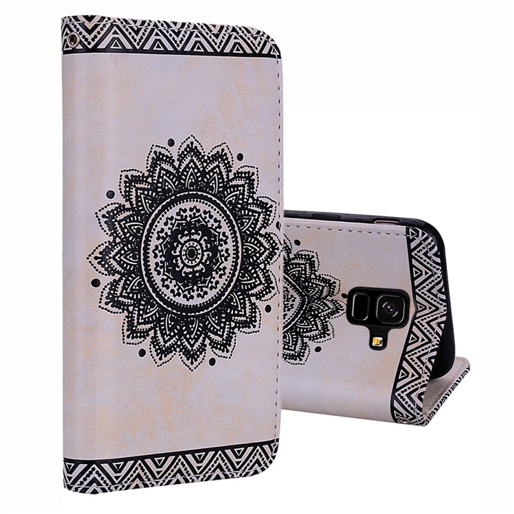 

Imprint Mandala Flower Stand Wallet Leather Cover for Samsung Galaxy A6 (2018) - White, Galaxy A6 (2018)
