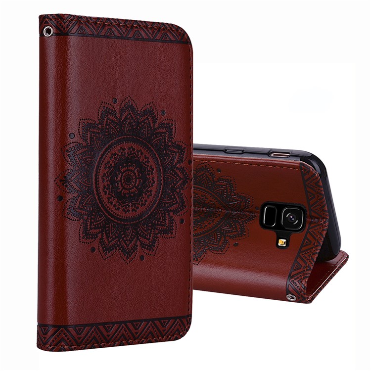 

Imprint Mandala Flower Stand Wallet Leather Mobile Phone Case for Samsung Galaxy A6 (2018) - Brown, Galaxy A6 (2018)
