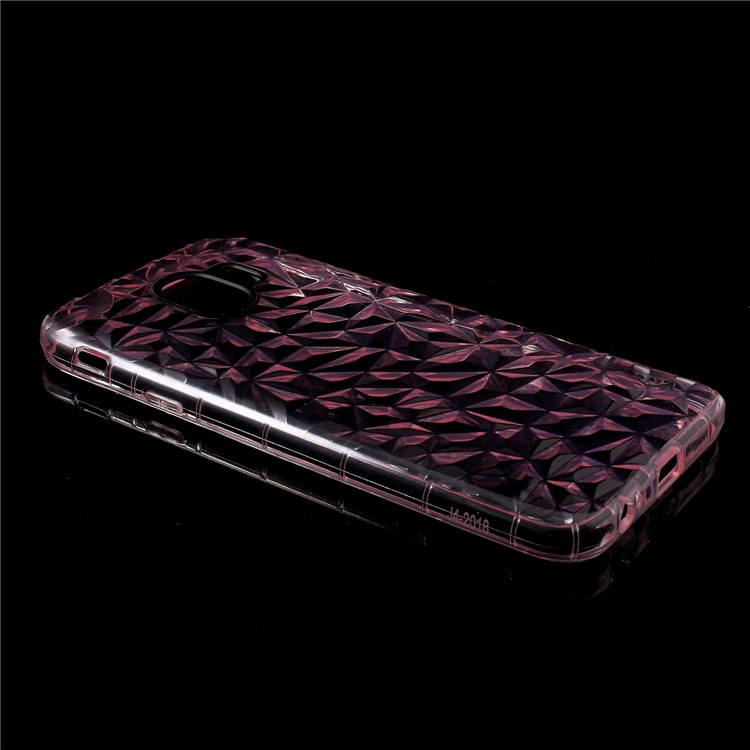 3D Diamond Texture TPU Case with PC Camera Lens Frame for Samsung Galaxy J4 (2018) - Pink-3