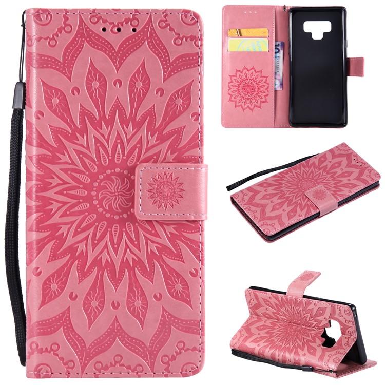 

Imprint Sunflower Stand Leather Wallet Shell for Samsung Galaxy Note 9 - Pink, Galaxy Note9