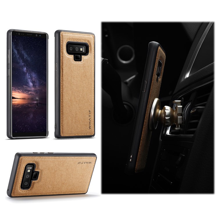 

WHATIF PU Leather Coated PC + TPU Hybrid Shell Case for Samsung Galaxy Note 9 - Gold