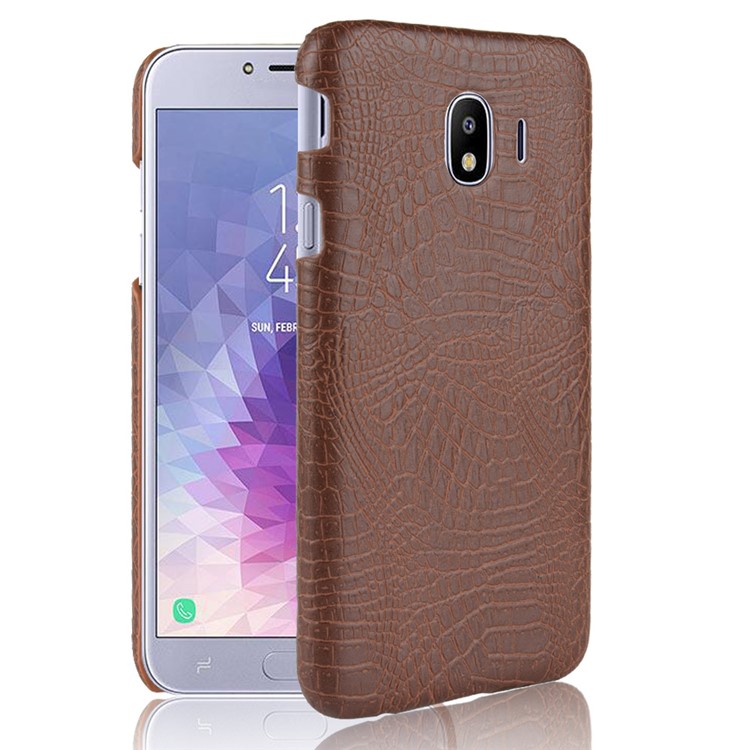 

Для Samsung Galaxy J4 (2018) Текстура Из Крокодиловой Кожи С Кожаной Оболочкой ПК С Покрытием Для Мобильного Телефона - Коричневый