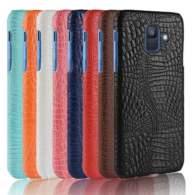 Crocodile Texture PU Leather Coated PC Phone Case for Samsung Galaxy A6 (2018) - Black-5