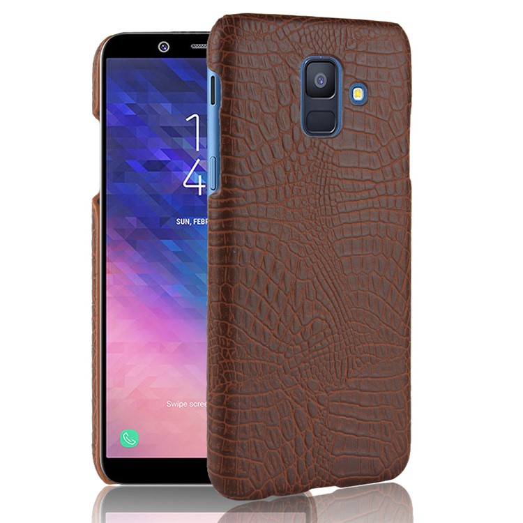 Текстура из крокодиловой кожи кожаный чехол для пк с чехлом для samsung galaxy a6 (2018) - коричневый