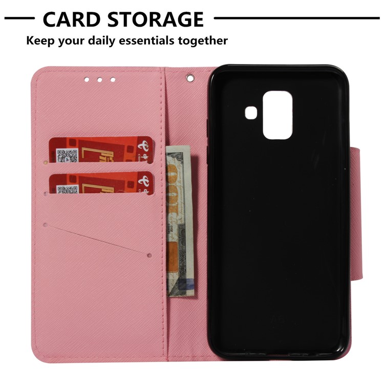 Pattern Printing Wallet Stand Leather Protection Phone Case for Samsung Galaxy A6 (2018) - Butterflies and Elephant-3
