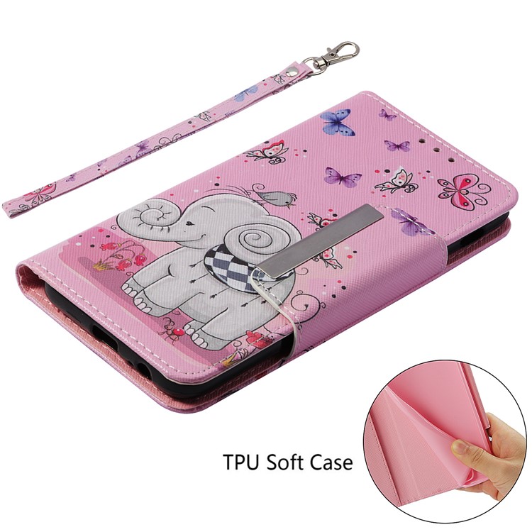 Pattern Printing Wallet Stand Leather Protection Phone Case for Samsung Galaxy A6 (2018) - Butterflies and Elephant-5