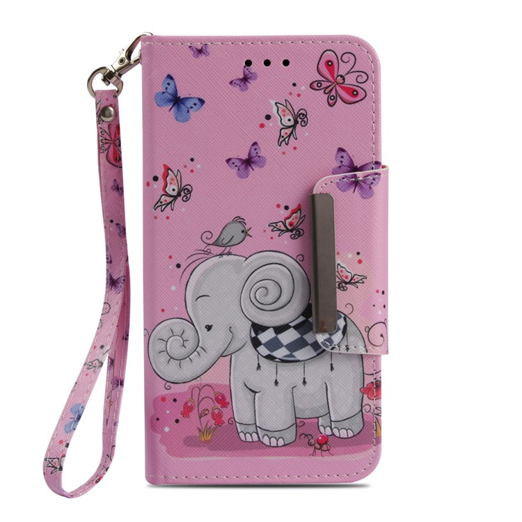 Pattern Printing Wallet Stand Leather Protection Phone Case for Samsung Galaxy A6 (2018) - Butterflies and Elephant-9