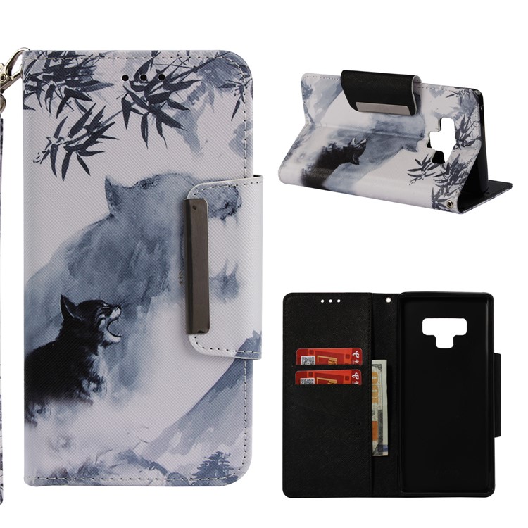 

Pattern Printing Wallet Stand Leather Protector Case for Samsung Galaxy Note 9 - Howling Animal