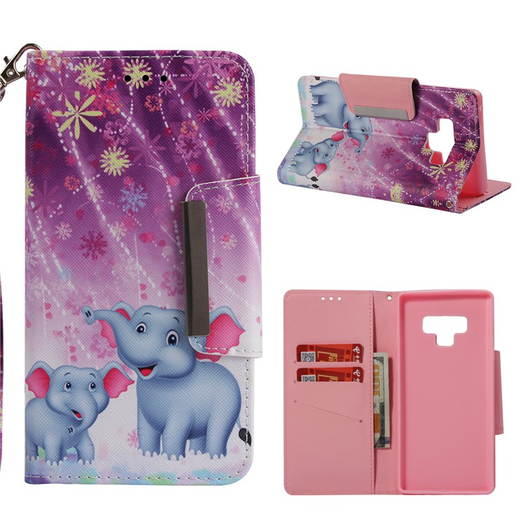 

Pattern Printing Wallet Stand Leather Case Cover for Samsung Galaxy Note 9 - Two Elephants