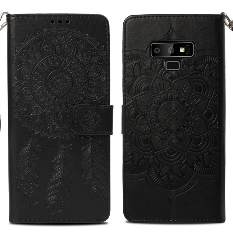 Impressão Dream Catcher Carteira De Couro Para Samsung Galaxy Note 9 - Preto-3