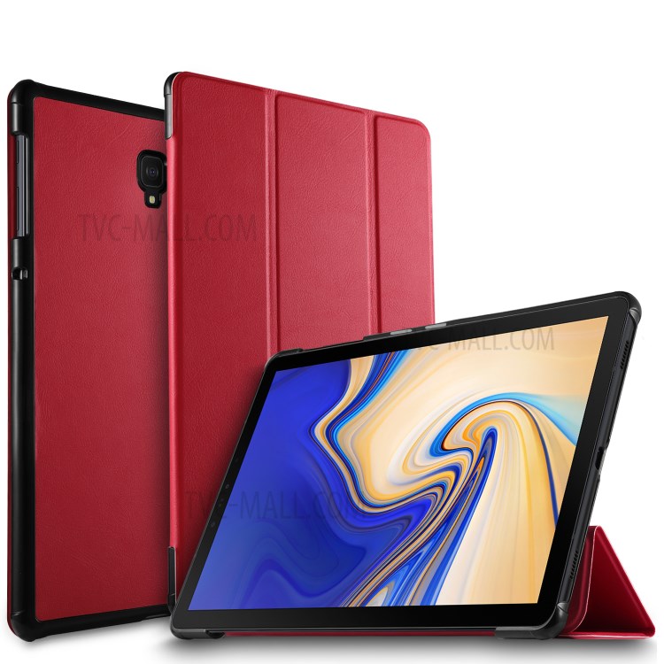 

Tri-fold Stand Smart Leather Tablet Shell for Samsung Galaxy Tab S4 10.5 T830 T835 - Red, Galaxy Tab S4 10.5