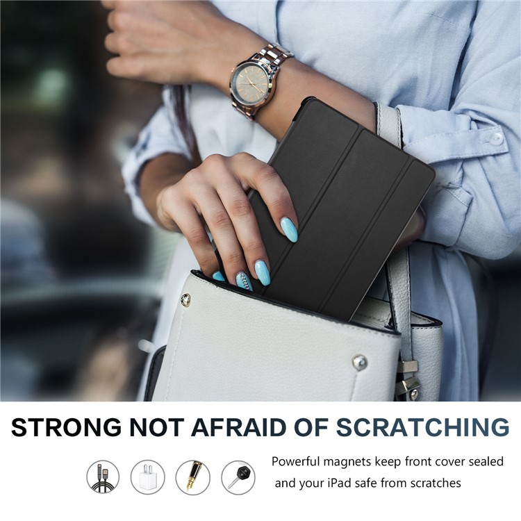 Smart PU Leather Tri-fold Stand Tablet Case for Samsung Galaxy Tab A 10.5 (2018) T590 T595 - Black-3