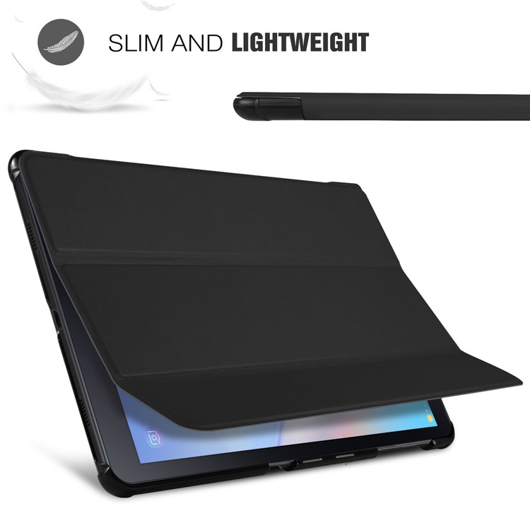 Smart PU Leather Tri-fold Stand Tablet Case for Samsung Galaxy Tab A 10.5 (2018) T590 T595 - Black-5