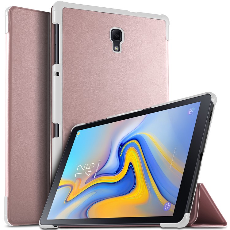 

Трижды Складной Смарт-PU Кожаный Защитный Чехол Для Samsung Galaxy Tab 10,5 (2018) T590 T595 - Розовое Золото, Galaxy Tab A 10.5 (2018) T590 T595