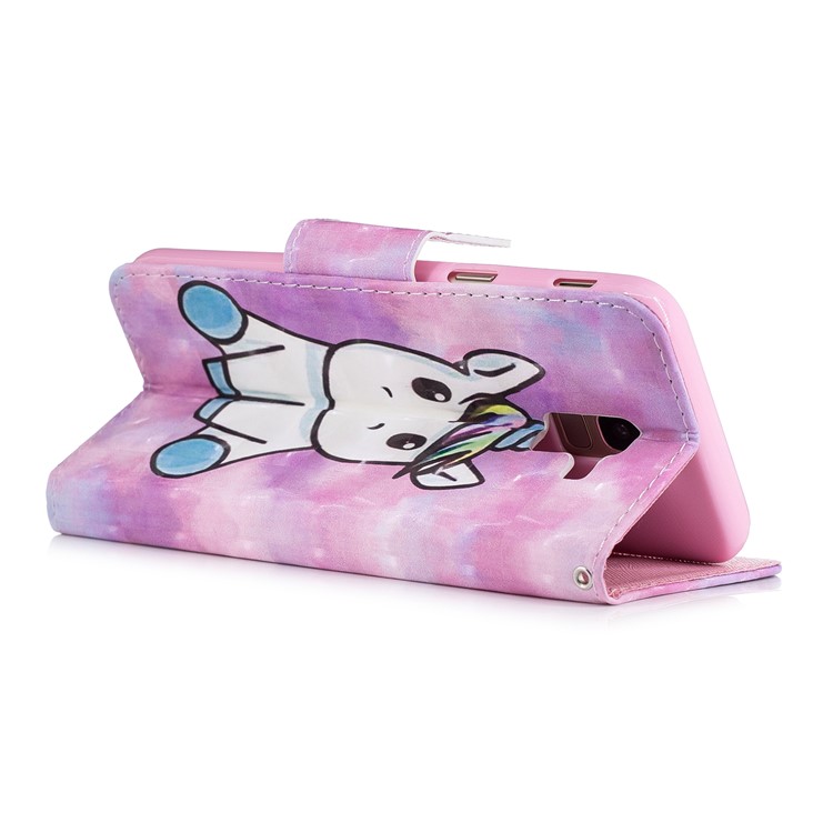 Estampa De Luz Estampada Decoração Carteira Stand Capa De Couro Flip Para Samsung Galaxy J6 (2018) - Unicórnio-3