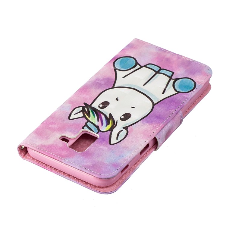 Estampa De Luz Estampada Decoração Carteira Stand Capa De Couro Flip Para Samsung Galaxy J6 (2018) - Unicórnio-5