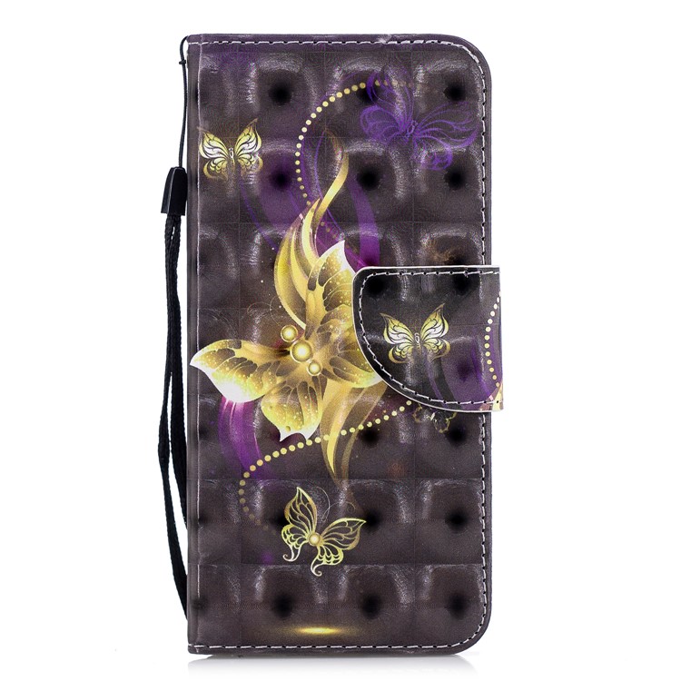 

Patterned Light Spot Decor Wallet Stand Leather Shell for Samsung Galaxy A6 (2018) - Gold Butterflies, Galaxy A6 (2018)