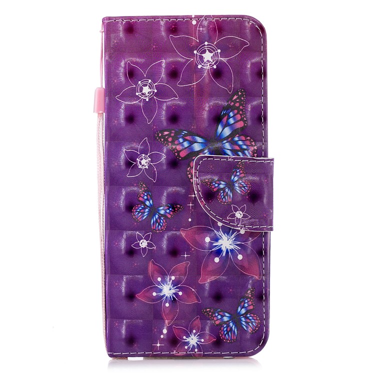 

Patterned Light Spot Decor Wallet Leather Protective Cover for Samsung Galaxy A6 Plus (2018) / A9 Star Lite - Butterfly and Flower, Galaxy A6+ (2018)