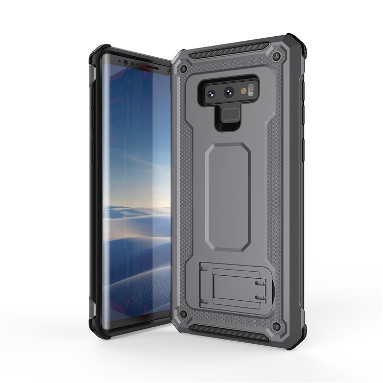 

Пластиковый Корпус + Гибридный Телефон TPU С Подставкой Для Галактики Samsung 9 - Серый