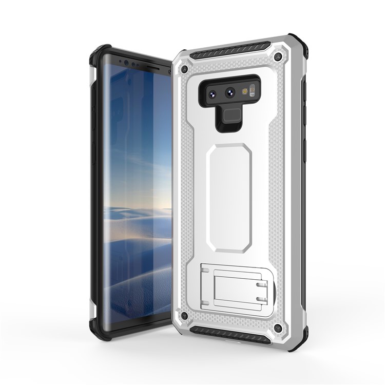 

Пластиковая + TPU Гибридная Крышка Сотового Телефона С Подставкой Для Галактики Samsung 9 - Серебряный