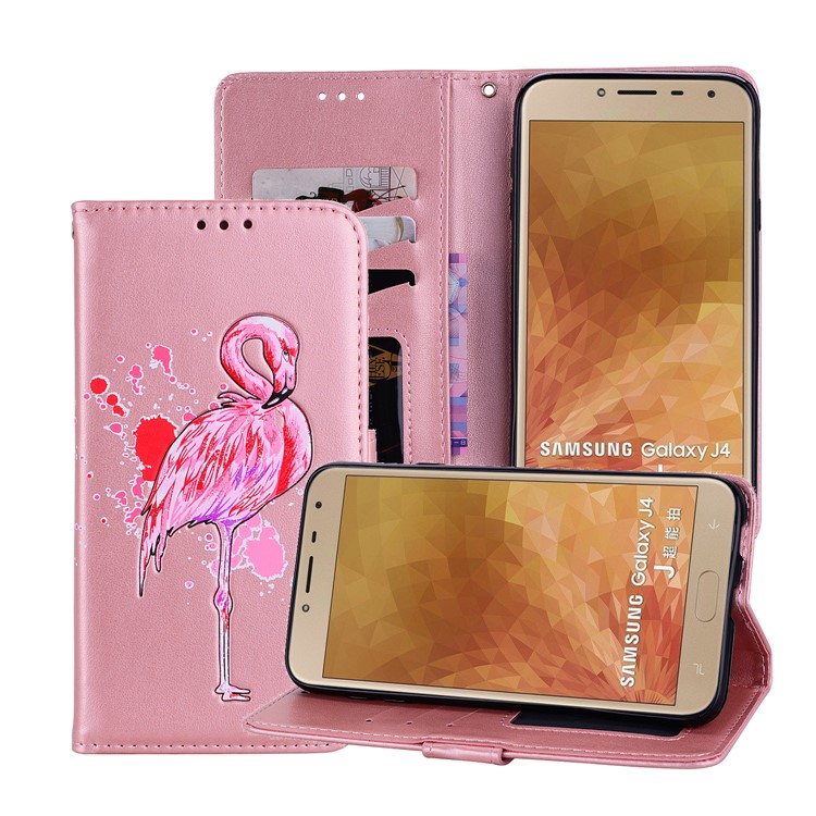 

Флеш-накопитель Фламинго-кошелька Кожаный Чехол Для Галактики Samsung J4 (2018) - Розовое Золото