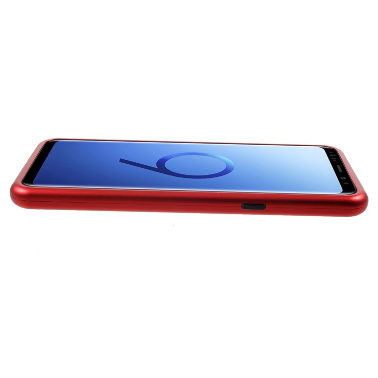 Electroplating Magnetic Attraction Metal Frame + Tempered Glass Back Hard Case for Samsung Galaxy S9 SM-G960 - Red-4