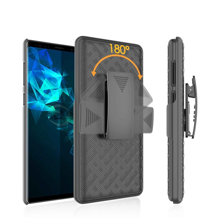Woven Texture PC + TPU Swivel Belt Clip Holster Case for Samsung Galaxy Note9 N960-1