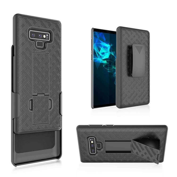 Woven Texture PC + TPU Swivel Belt Clip Holster Case for Samsung Galaxy Note9 N960-3