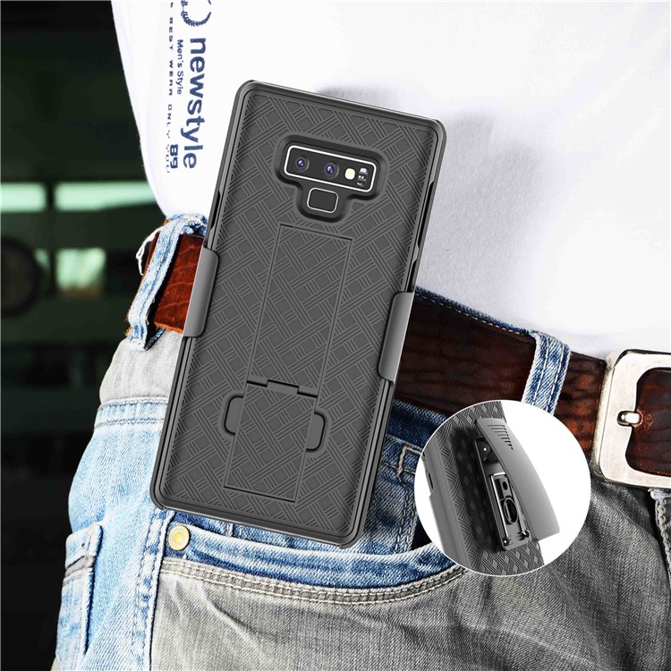 Woven Texture PC + TPU Swivel Belt Clip Holster Case for Samsung Galaxy Note9 N960-5