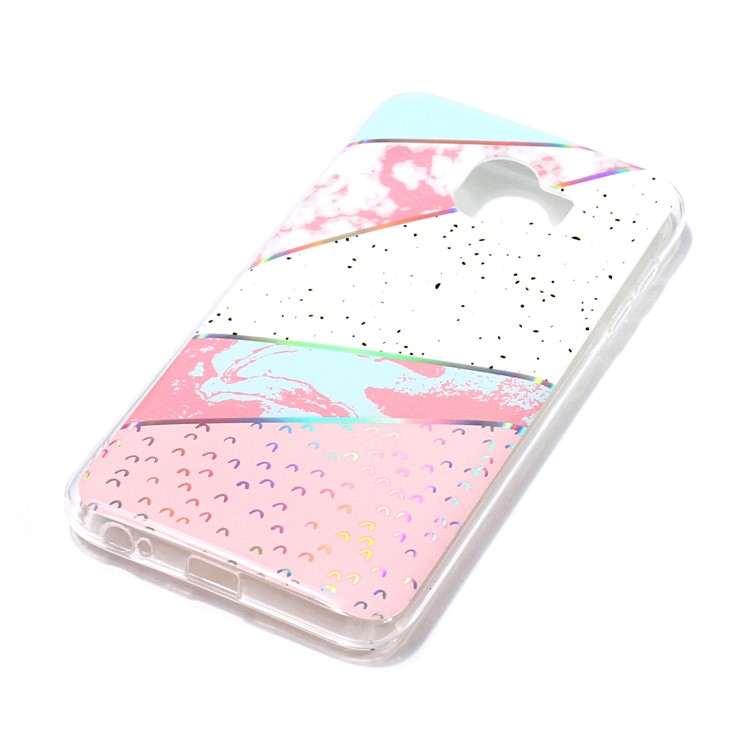 Marble Pattern Electroplated IMD TPU Protection Case for Samsung Galaxy J4 (2018) - White / Pink-4