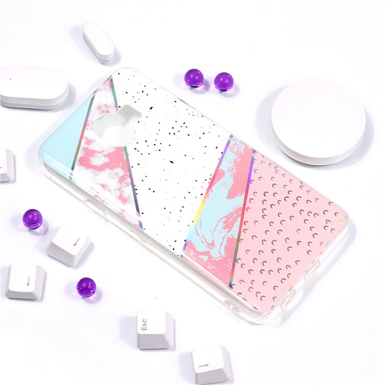 Marble Pattern Electroplated IMD TPU Protection Case for Samsung Galaxy J4 (2018) - White / Pink-5