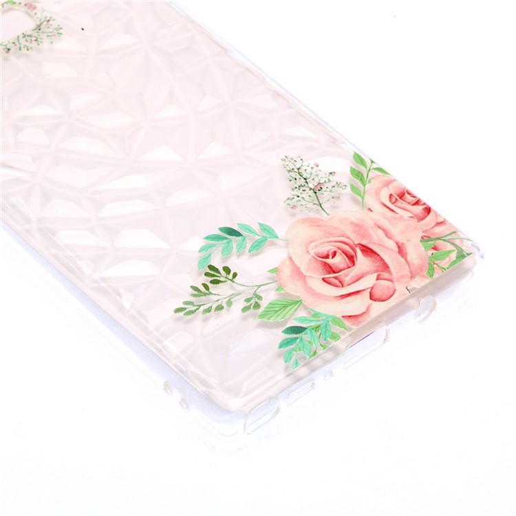 Embossed Pattern 3D Diamond Texture TPU Cell Phone Shell for Samsung Galaxy Note9 N960 - Pink Flower-2